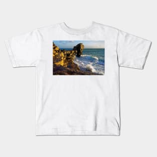 Pulpit Rock and stormy seas Kids T-Shirt